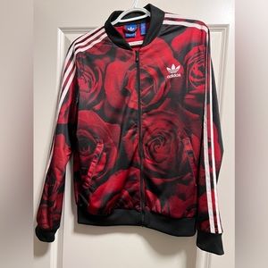 Adidas track jacket with flowers